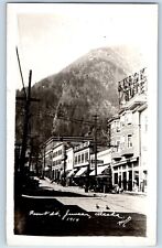 Juneau Alaska AK Postcard RPPC Photo Front Street Drugs Store Hotel 1919 Antique picture