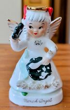 Vintage Napco Girl March Birthday Angel 1950s Holding Shamrock St Patrick's Day picture