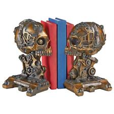 Victorian Gothic Steampunk Split Skull Mutant Zombie Bookend Statues picture