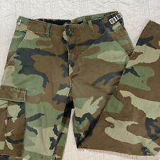 Vintage 90s Mens Green Camo Pants Woodland Combat Cargo Army Miltary Small Short picture