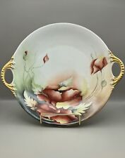 J. P Vintage Limoges Hand-Painted Porcelain Handled Tray with Poppies picture