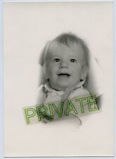 Vintage B/W Photo-Smiling Baby With Dark Eyes-David Stewart-1951-Gibson picture