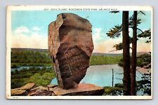 Devils Lake Wisconsin State Park Balance Rock Forest Vintage PM WOB Postcard picture