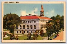 Panorama of Library, Springfield, Massachusetts 1940s Postcard S31118 picture