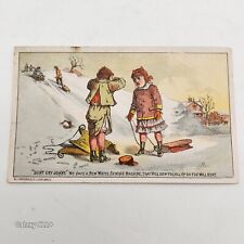 Antique Old Trade Card New White Sewing Machine Sledding Accident Torn Pants picture