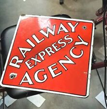 Vintage Original Railway Express Agency REA Masonite  and Metal Sign.  8