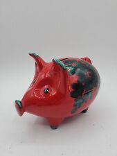 Vintage Italy Red Green Floral Piggy bank Ceramic picture