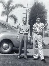F8 Photograph Old  Desoto Car 1950's Americana Handsome Young Man & Dad picture
