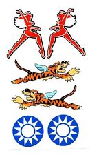 Flying Winged Tiger decal sticker set, WWII Military Airplane nose art picture