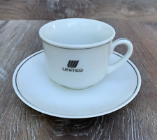 Vintage United Airlines Inflight Coffee Tea Service Cup With Dish Silver/ White picture