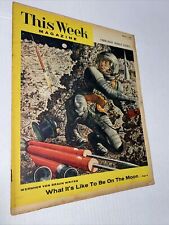 Vintage 1950s First Men To Moon Fred Freeman Sci-Fi Art Space Race Chicago ADS picture