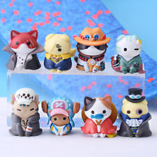 8Pcs/Set One Piece Cat Cos Roronoa Zoro Luffy Usopp Sabo Cute Mini Figure NO BOX picture