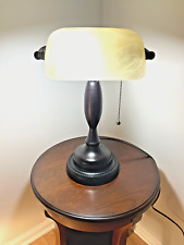 Traditional Bankers Desk Lamp Glass Shade Pull Chain Classic Bronze Vintage  picture