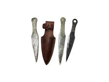 Lot of 3 Damascus Steel Blank Blade Throwing Knife with Sheath picture
