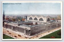 c1920s~Pennsylvania Railroad Station~Aerial View~New York City NY~VTG Postcard picture