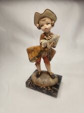 Vintage Depose Italy #761 Colonial Boy Carrying Lamb Marble Base Figurine As Is picture