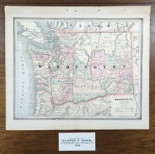 Antique 1885 WASHINGTON TERRITORY Map 13