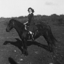 4P Photograph Pretty Lovely Woman Mounted Horseback Horse 1941 picture