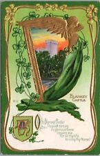 1913 ST. PATRICK'S DAY Embossed Postcard BLARNEY CASTLE Gold Harp NASH Series 10 picture