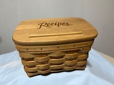 Longaberger 2002 4x6 Recipe Card Basket Woodcrafts Solid Maple Lid COOKING - EUC picture
