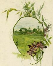 1894 Lion Coffee Trade Card Victorian Woolson Spice Floral Farm House Toledo OH picture