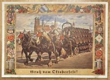 VTG 1953 GERMANY GRUSS VOM OCTOBER FEST STAGECOACH/BEER KEGS POSTCARD Nr.57 picture