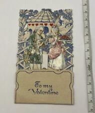 Antique Victorian Valentine Standee German Card Doves picture