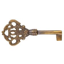 KEY SOLID BRASS ANTIQUE SKELETON KEY HAND AGED FANCY KEY | KY-9HAB picture