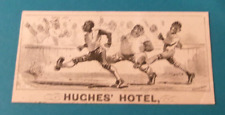 ANTIQUE VICTORIAN TRADE CARD BLACK AMERICANA HUGHES' HOTEL RUNNING TRACK RACE picture