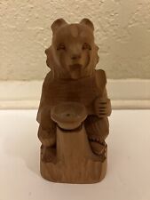 Authentic Russian Hand-Carved Wooden Bear - Traditional Folk Art Collectible picture