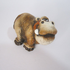 Brown  Resin Smiling Hippo Sculpture Figurine 2.5