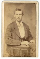 CIRCA 1880'S Trimmed ID'd CDV Handsome Young Man In Suit Crawford's Stamford CT picture
