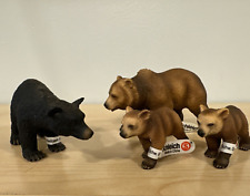 2003 Schleich BROWN GRIZZLY BEAR & CUBS/BLACK BEAR Wildlife Animal Figurines picture