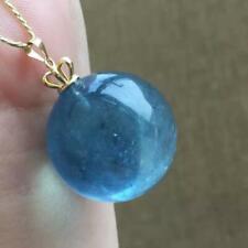 Natural ice  Aquamarine Gemstone Blue Crystal  Balls Pendant AAAAA picture