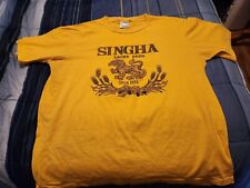 Singha Lager Beer Since 1933 Adult Yellow Size XL T Shirt Thailand Thai Bangkok  picture
