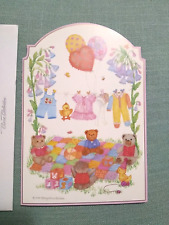VTG NOS 90S Caspari Baby Shower BEARS Greeting Card ORIGINAL By MARY Ann Perkins picture