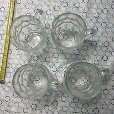 Vintage Winston Cigarettes Thumbprint Clear Glass 16 oz Beer Mug / Cup Set of 4 picture