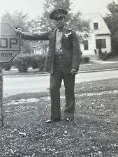 J3 Photograph Handsome U.S. Military Man Uniform STOP Sign 1944 picture