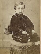 Victorian INDIANAPPOLIS, INDIANA 1870s-1880s Little Boy Holding Riding Crop CDV  picture