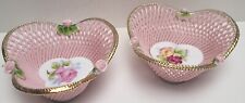 Japanese Porcelain Dishes Vintage Hand Painted Candy Floral Lot Of 2 picture