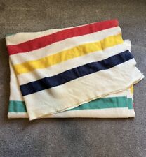 Vintage Hudson's Bay 4 Point Wool Blanket Striped 100% England picture