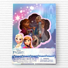 New Disney Frozen Gift Set Keepsake Box Journal Gel Pen Stickers Lock Keys picture