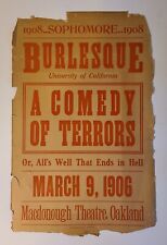 Antique 1906 UC Berkeley Burlesque Show Flier - University of California  picture