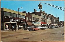 Gary Indiana Main Street Walgreens Drugs Old Cars People Vintage Postcard c1960 picture