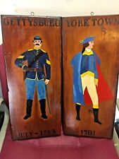 Gettysburg 1863 Yorktown 1781 wood board hand painted soldiers picture