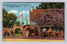 St Augustine FL-Florida, Oldest Wooden School House Advertising Vintage Postcard picture