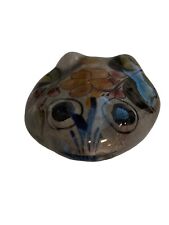 TONALA Mexican Pottery FROG Figurine Stoneware Artisan Hand Made Flowers picture