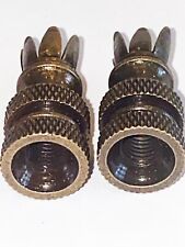 LOT OF 2:  2nd QUALITY ANT. BRASS FINIAL BASE 1/4-27F  THREADED ~6 PRONG BASE picture