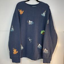 Walt Disney World Park Icons Embroidered Dark Blue Pullover Sweatshirt Adult XXL picture