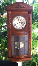 Antique C 1900 Junghans German Regulator Wall Clock - Beveled Glass - SEE VIDEO picture